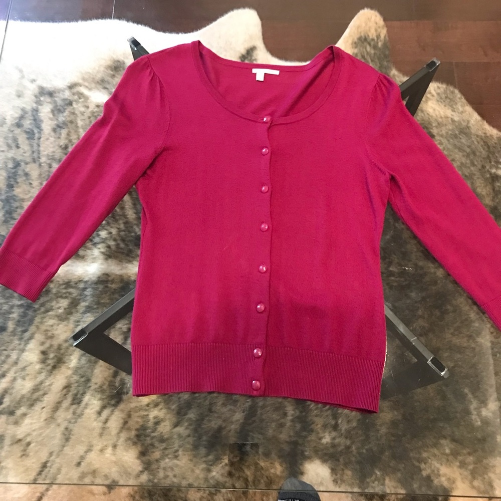 Halogen raspberry cardigan 3/4 sleeve style HA226074